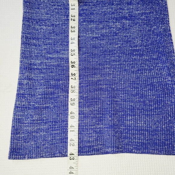 Almost Famous Sweater Dress Long Sleeve Women's Large Blue Midi Metallic Bodycon - Picture 9 of 11